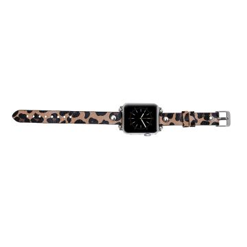 Apple Watch Uyumlu Deri Kordon 42-44-45mm ST Leopar NE