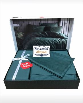 Cotton Box Çift Kişilik Jakarlı Saten Nevresim Takımı Hexa Yeşil
