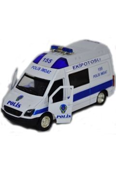 Çek Bırak Metal Sesli Ve Işıklı Polis Minibüsü