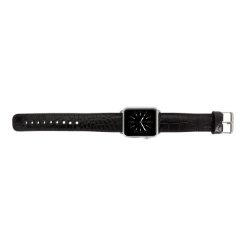 Apple Watch Uyumlu Deri Kordon 42-44-45mm Kroko Siyah