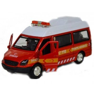 Çek Bırak Metal Sesli Ve Işıklı İtfaiye Minibüsü
