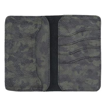 Leony 6.1 inch Uyumlu Deri Kartlıklı Kılıf Kamuflaj Yeşil