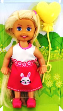 Cute Girl Sarı Balonlu Sarışın Mini Bebek