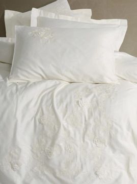 Cotton Box 3D Nakışlı Çift Kişilik Saten Nevresim Takımı Chic Ekru