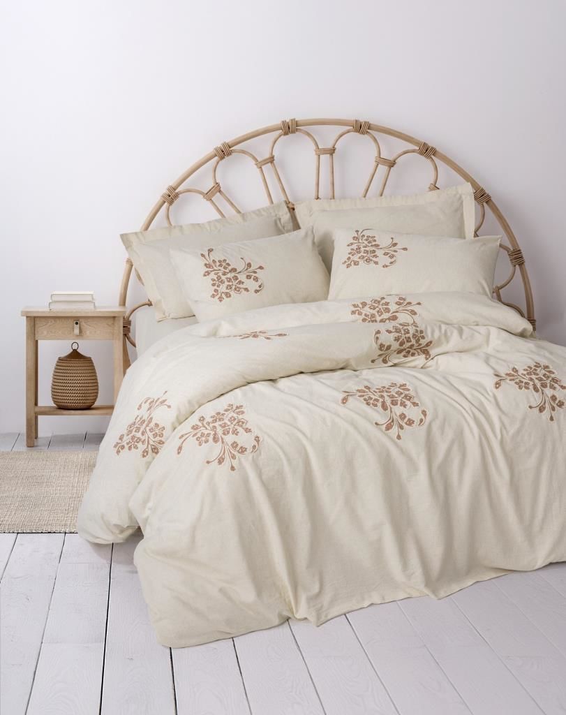 Cotton Box Cotton Keten Çift Kişilik Nevresim Takımı Kaneli