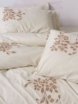 Cotton Box Cotton Keten Çift Kişilik Nevresim Takımı Kaneli