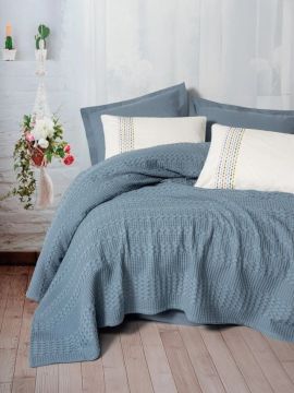 Cotton Box Aura Çift Kişilik Pike Takımı Pebble İndigo