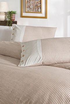 Özdilek Çift Kişilik Ranforce Nevresim Takımı Natural Line Somon