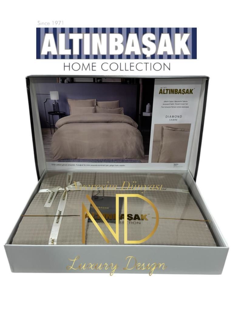 Altınbaşak Jakarlı Saten Çift Kişilik Nevresim Takımı Dıamond Sabre