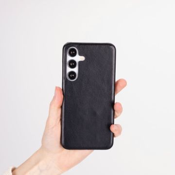 Samsung Galaxy S25 Uyumlu, Hakiki Deri, El Yapımı Arka Kapak, Kömür Siyah