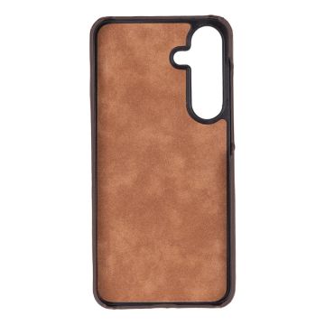 Samsung Galaxy S25 Plus Uyumlu, Hakiki Deri, El Yapımı Arka Kapak, Antik Kahve