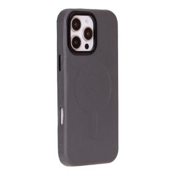 Apple iPhone 16 Pro Max uyumlu, Hakiki Deri, El Yapımı Kılıf, Gri