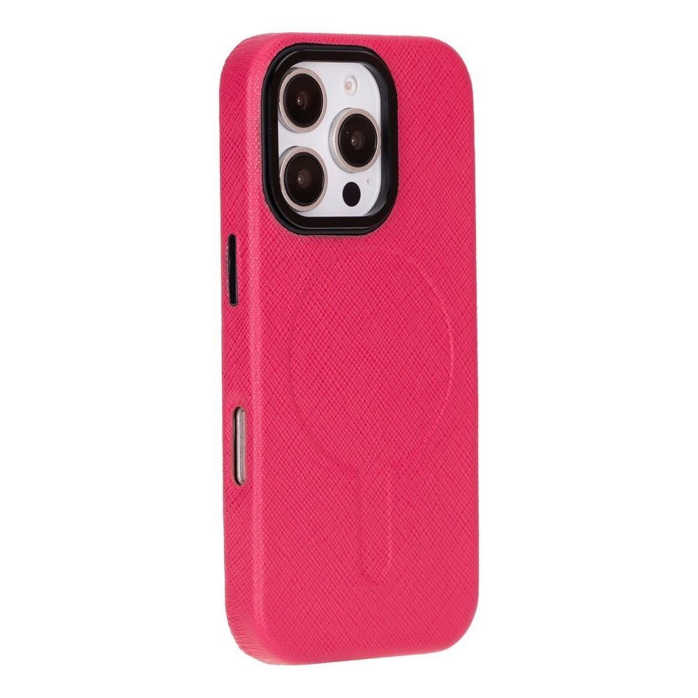 Apple iPhone 16 Pro Max uyumlu, Hakiki Deri, El Yapımı Kılıf, Pembe