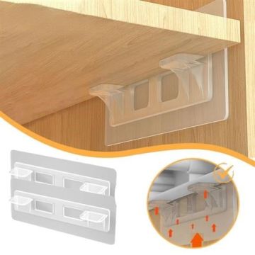 Dolap İçi Raflar İçin 4\'lü Plastik Güçlü Yapışkanlı Raf Destek Aparatı
