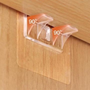 Dolap İçi Raflar İçin 4\'lü Plastik Güçlü Yapışkanlı Raf Destek Aparatı