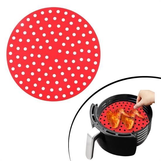 Ürün Gezegeni® Renkli Isıya Dayanıklı Yıkanılabilir Silikon Fırın Ve Airfryer Yuvarlak Pişirme Matı 20 Cm