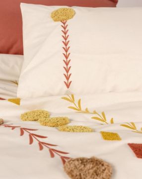 Cotton Box Puff Nakışlı Ranforce Çift Kişilik Nevresim Takımı Amaris Kiremit