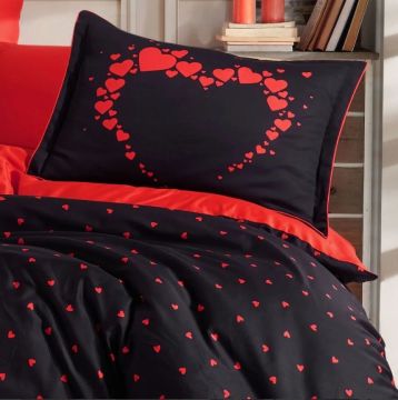 Hobby Çift Kişilik Saten Nevresim Amore Siyah