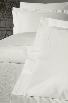 Cotton Box Brode Nakışlı Çift Kişilik Saten Nevresim Takımı Luxe Ekru