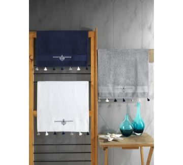 Cotton Box Fit V2 50x90 3'lü Havlu Seti Lacivert/Beyaz/Gri