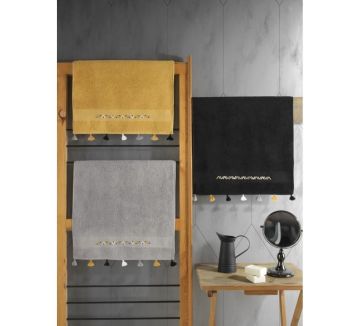 Cotton Box Fit V4 50x90 3'lü Havlu Seti Siyah/Hardal/Gri
