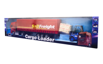 Kutulu Sürtmeli Forklift ve Kırmızı Konteynır Tır