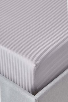 Nevresim Dünyası Basic Stripe Çift Kişilik Fitted Micro Saten Çarşaf ve 2 Yastık Kılıfı Gri