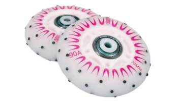 2 li Işıklı Kıvılcım Çıkartan Paten Tekerleği Pembe Desenli 90A/70MM