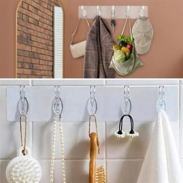 5 'li Güçlü Yapışkanlı Şeffaf Duvar Askısı Banyo Mutfak Düzenleyici Pratik Askılık
