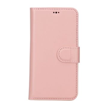 Apple iPhone 15 Uyumlu Deri Cüzdanlı Kılıf MWWN NU2 Pembe