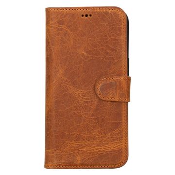 Apple iPhone 15 Pro Max Uyumlu Deri Cüzdanlı Kılıf MWWN G19 Taba