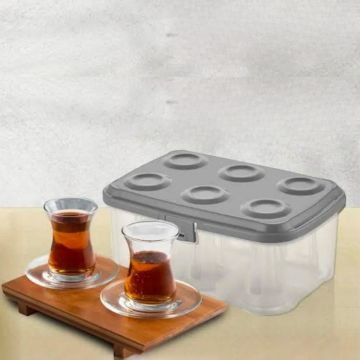 6 lı Çay Bardağı Taşıma ve Saklama Kutusu Piknik Tipi Bardak Kırılma Önleyici