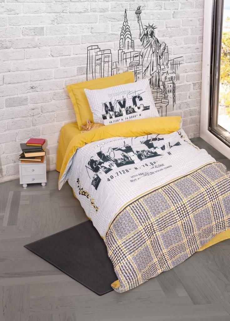 Cotton Box Genç Ranforce Nevresim Takımı Tek Kişilik World Wide Hardal
