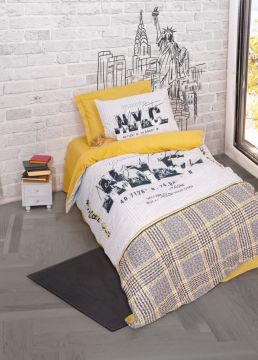 Cotton Box Genç Ranforce Nevresim Takımı Tek Kişilik World Wide Hardal