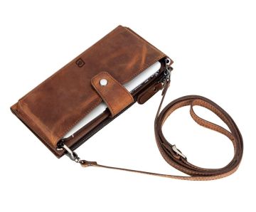 Lozan Strap 6.5 inch Uyumlu Deri Kartlıklı Kılıf G2 Kahve