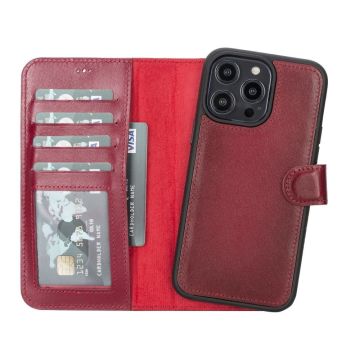 Apple iPhone 14 Pro Max Uyumlu Deri Cüzdanlı Kılıf MWWN V4EF