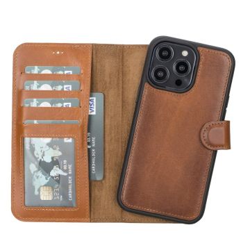 Apple iPhone 14 Pro Max Uyumlu Deri Cüzdanlı Kılıf MWWN RST2EF