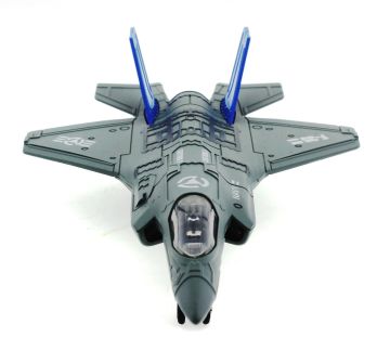 Çek Bırak Metal F-35 Benzeri Gri Savaş Uçağı Sesli Işıklı