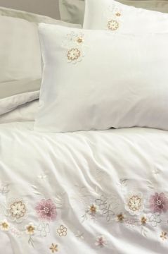 Cotton Box 3D Nakışlı Çift Kişilik Saten Nevresim Takımı Jenka Mint