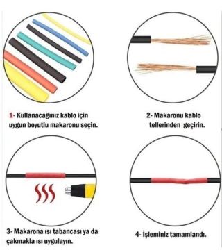 560 Parça Set Isıyla Daralan Makaron Kablo Koruyucu Kılıf