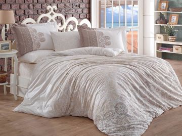 Hobby Çift Kişilik Poplin Nevresim İrene Bej
