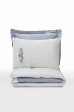 Cotton Box Brode Nakışlı Çift Kişilik Saten Nevresim Takımı Bianna Gri