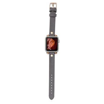 Apple Watch Uyumlu Deri Kordon 38-40-41mm GT RST9 Gri