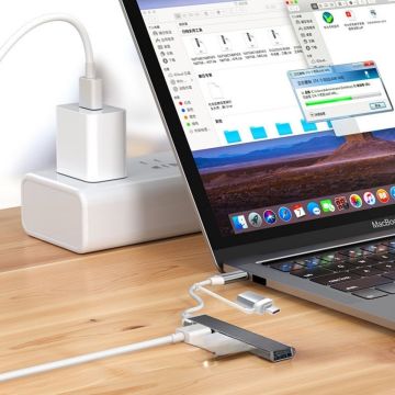4 Port\'lu Bağlantı İstasyonu Ultra İnce USB Bölücü TYPE-C tipi Çoklu Arayüz Adaptörü Multi Usb Çoklayıcı