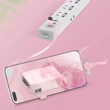 Cep Tipi Telefon Tutuculu Makaralı Uzayıp Kısalabilen 3\'ü 1 Arada USB Şarj Kablosu