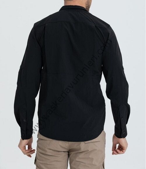 Taktikal Likralı Esnek Kumaş Gömlek Siyah Renk