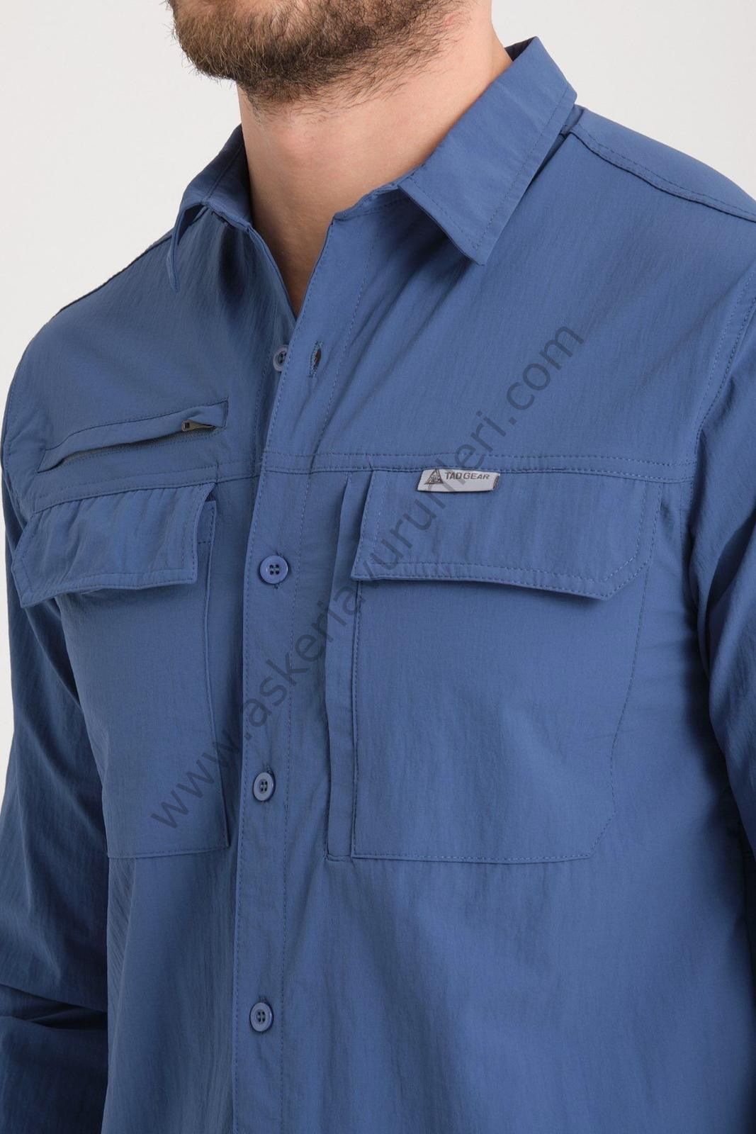 TAD GEAR TAKTİKAL CEPLİ LİKRALI GÖMLEK MAVİ