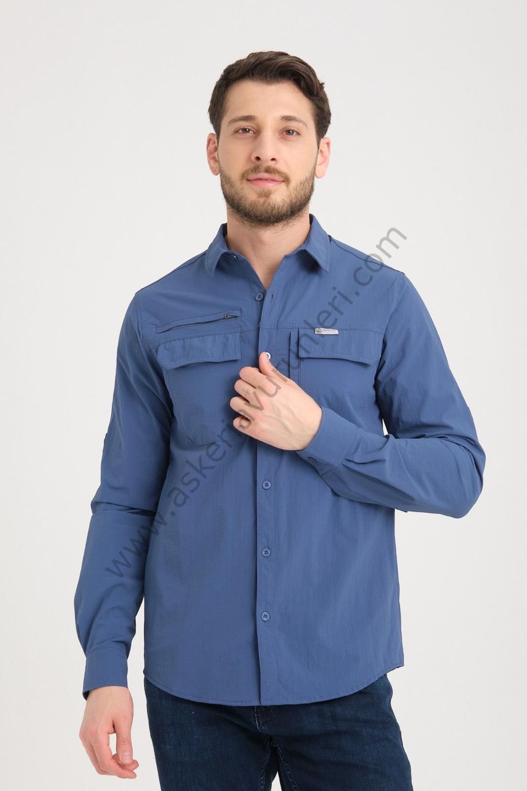 TAD GEAR TAKTİKAL CEPLİ LİKRALI GÖMLEK MAVİ