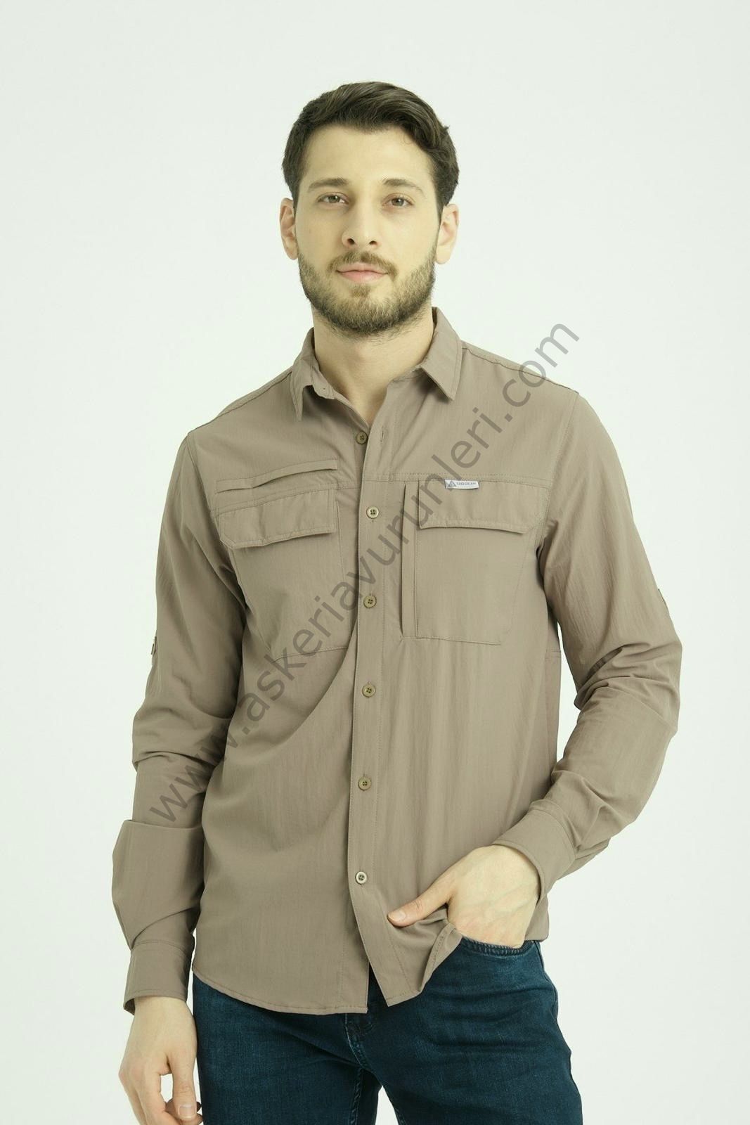 TAD GEAR TAKTİKAL CEPLİ LİKRALI GÖMLEK ANTRASİT BEJ