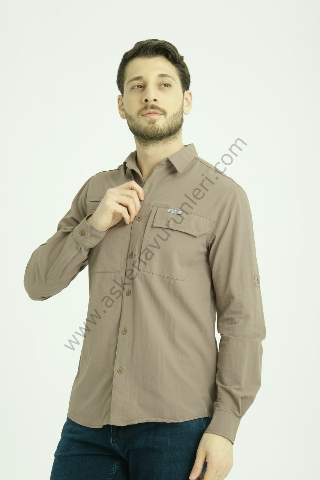 TAD GEAR TAKTİKAL CEPLİ LİKRALI GÖMLEK ANTRASİT BEJ